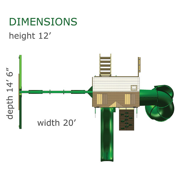 Gorilla Playsets Mountaineer Clubhouse Swing Set with Wood Roof